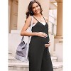 Ekouaer Sleeveless Womens Jumpsuits Ribbed Adjustable Spaghetti Strap Loose Long Pants Romper Jumpsuit - 4 of 4