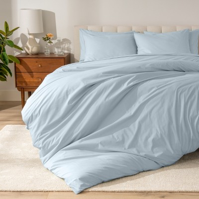 100% Organic Cotton Percale Duvet Cover and Sham Set by Bare Home