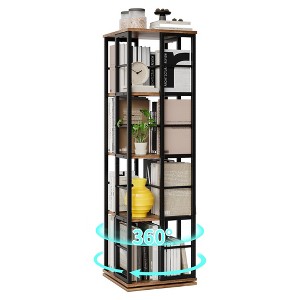 360° Rotating Bookshelf, 4-Tier Spinning Shelf w/Metal Frame (15.75"x54") - 1 of 4