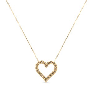 Haus of Brilliance 10K Yellow Gold Over Silver 1/2 Cttw Champagne Diamond Heart Pendant Necklace - 1 of 4
