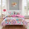 4 Pcs Elegant Colorful Folral Print Comforter Set, Cozy All Season Home Textile for Lux Bedroom Decor - 3 of 4