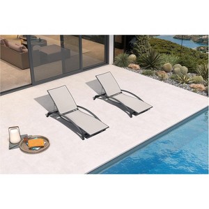PURPLE LEAF Outdoor Chaise Lounge Chair Set of 2 Patio Pool Lounger Chairs with Wooden Armrest Sunbathing Tanning Recliner for Outside Backyard - 1 of 4