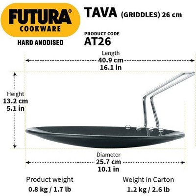 Futura 10-Inch Hard Anodized Black Tava Griddle with Steel Handle