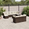 vidaXL Patio Sofa Set with Cushions Outdoor Furniture 10 Piece Poly Rattan - Brown and Cream With Table - 2 of 4