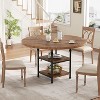 Round Wooden Dining Table for 4-6, Modern 3-Layer Kitchen Table with Storage Shelves and Roman Metal Legs, Ideal for Dining Room and Living Room. - 3 of 4