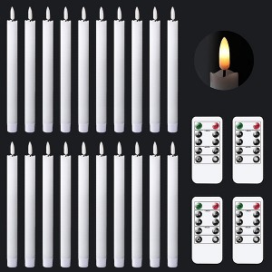AEELLEEA 20-Pack White Taper Candles - Flameless LED Warm Light Decor for Christmas/Mantel/Dinner Part - 1 of 4