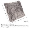 22-in. Plush Pillow Luxury Square Accent Pillow Insert and Shag Glam Cover Set for Bedroom or Living Room by Lavish Home (Gray) - 2 of 4