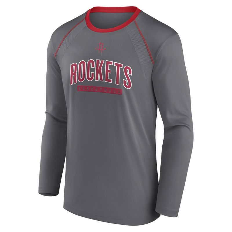 NBA Houston Rockets Men&#39;s Long Sleeve Gray Pick and Roll Poly Performance T-Shirt, 2 of 4