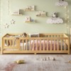 SEVOBAL Kids Bedroom Furniture Twin Floor Bed With Safety Guardrails Door Removable Slats No Box Spring Needed for Kids, Brown, 77.95"*17.72"*4.92" - 3 of 4