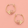 Ross-Simons 14kt 2-Tone Gold Floral Hoop Earrings - 3 of 4