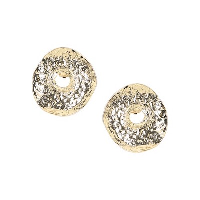 SOHI Women's Champayne Gold Dented Halo Stud Earrings