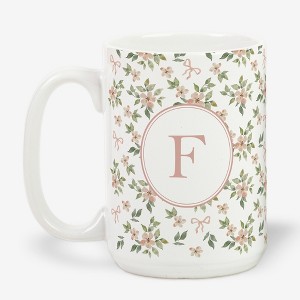 Personalization Mall Blush & Bloom 15oz Ceramic Mug, Pink Bows - 1 of 2