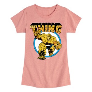 Girls' - Marvel - Fantastic Four Thing Logo Fitted Short Sleeve Graphic T-Shirt - 1 of 4