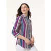 Jones New York Petite Striped Button Front Collard Shirt - PS - 2 of 3