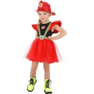 HalloweenCostumes.com Toddler Frilly Firefighter Costume Dress | Toddler  Costumes - 1 of 4