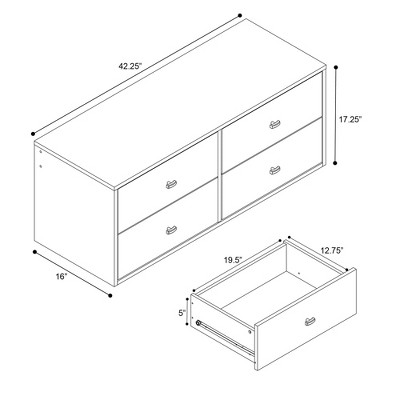 Serenity White Floating Dresser with Brushed Brass Knobs