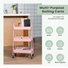 JIONJOY 3 Tier Utility Rolling Cart, Premium Metal Mobile Storage Cart with Lockable Wheels, Ultimate Organizer for Every Room in the House - 4 of 4