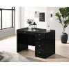 Gulches 2pc Black Makeup Vanity Set - LED Lighted Mirror, Glass Top, 5 Drawers, Crystal Knobs Wooden Bedroom Furniture - 3 of 4