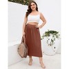 BLUEMING Womens Plus Size Pleated Skirts Floral High Rise Elastic Waist Swing Flar Maxi Skirt - 4 of 4