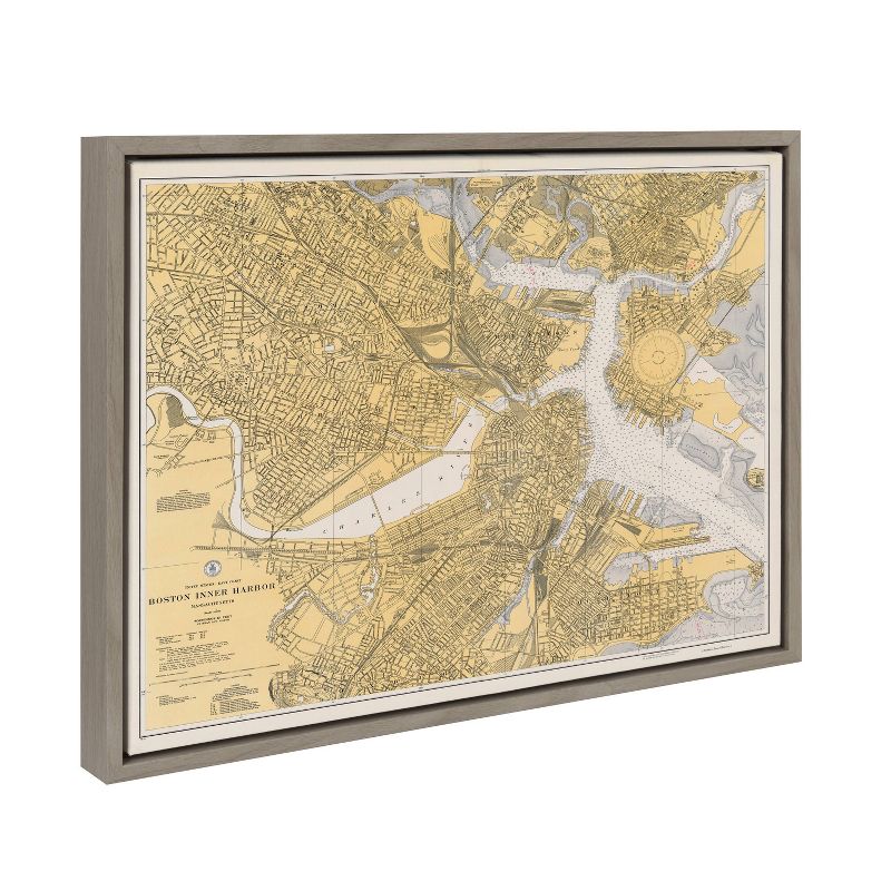 18&#34; x 24&#34; Sylvie Boston Harbor Map Framed Wall Canvas by Corinna Buchholz Gray - Kate &#38; Laurel All Things Decor, 3 of 8