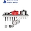 Stainless Steel Shelf Wall Mounted, NSF Commercial Wall Shelf, Floating Shelving for Kitchen, Restaurant, Pipe Surface with 10 Hooks - 3 of 4