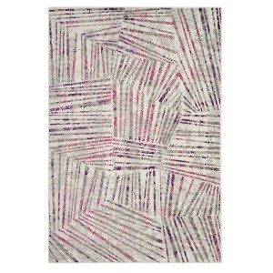 Gray/Pink Thin Stripe Loomed Area Rug 4