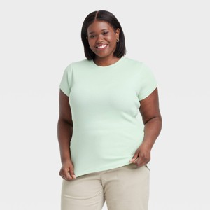 Women's Short Sleeve Ribbed T-Shirt - A New Day™ - 1 of 3