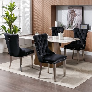 GDFStudio Haley Contemporary Velvet Tufted Upholstered Dining Chair with Nailhead Trim (Set of 2) - 1 of 4