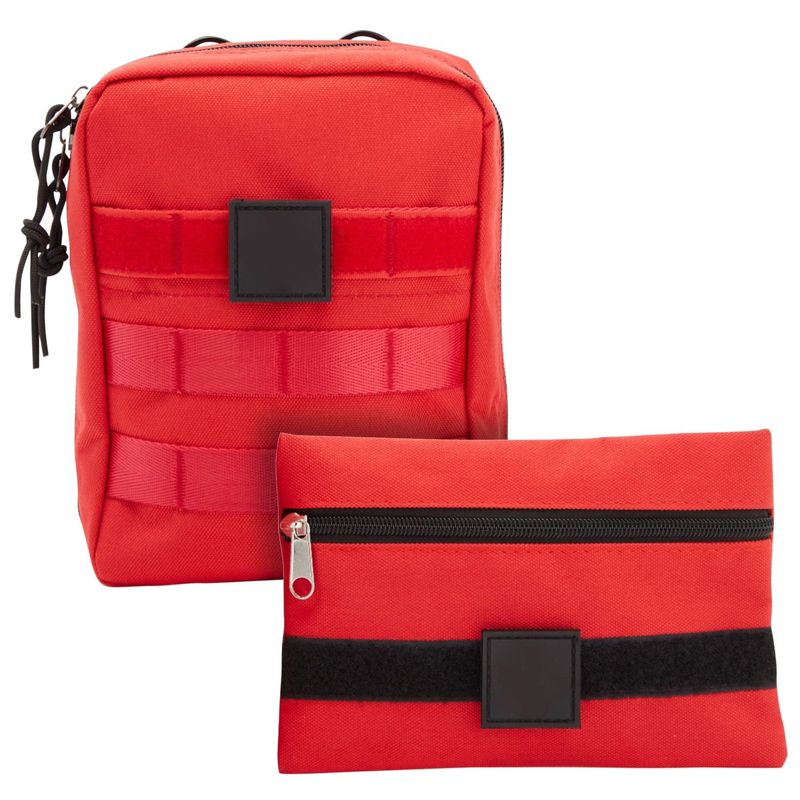 WellBrite 2 Pack Empty Red First Aid Bag, Med Kit Tactical Pouches for Medical Supplies & Gear, 2 Sizes, 1 of 10