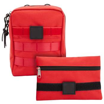 WellBrite 2 Pack Empty Red First Aid Bag, Med Kit Tactical Pouches for Medical Supplies & Gear, 2 Sizes