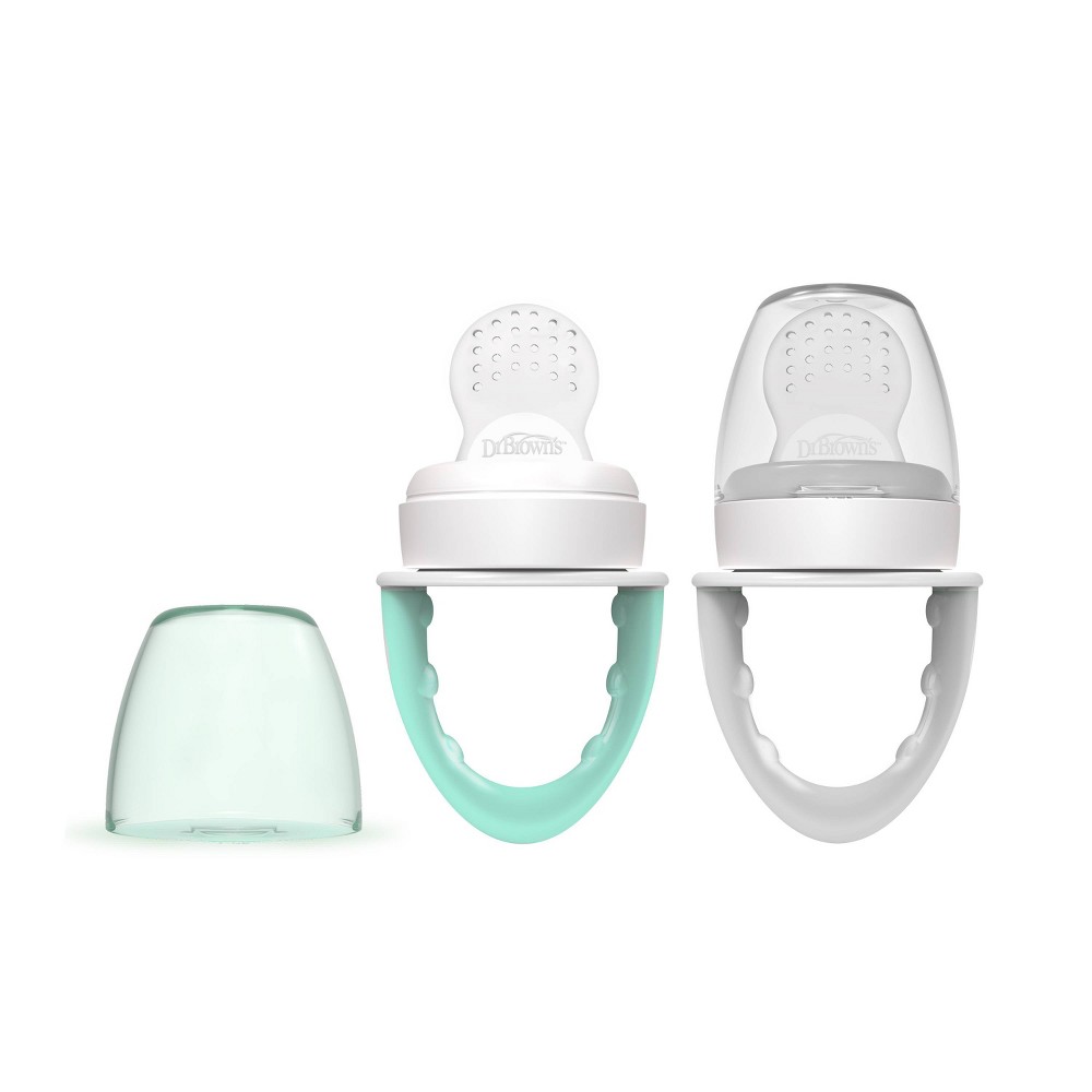 Photos - Baby Food Dr.Browns Dr. Brown's Fresh Firsts Silicone Feeder - Mint & Gray - 2pk 