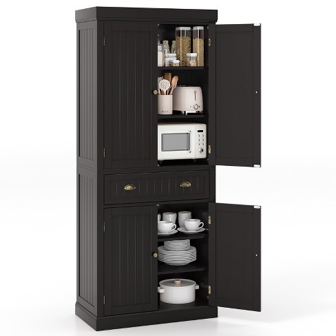 Costway Kitchen Cabinet Pantry Cupboard Freestanding With Shelves ...