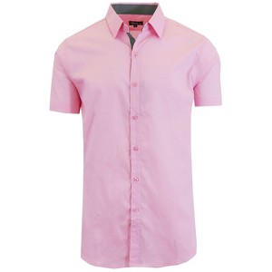 Galaxy By Harvic Men's Short Sleeve Slim Fit Button Down Dress Shirt - 1 of 2