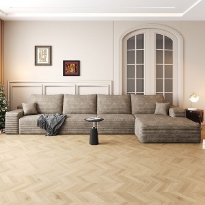 135" Cloud Sectional Couch with L-Shape Chaise,Modern Modular Sofa with Deep Seat, Upholstered Couches,Camel (Plush Corduroy Fabric) - 1 of 4