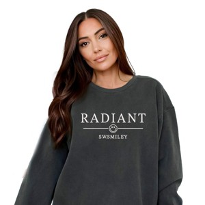 Simply Sage Market S.W.Smiley Embroidered Radiant Smiley Outline Garment Dyed Sweatshirt - 1 of 4