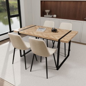 NicBex Dining Table Set for 4 Modern Dining Table with Oak Wooden Tabletop and 4 Suede Chairs for Dining Rooms - 1 of 4