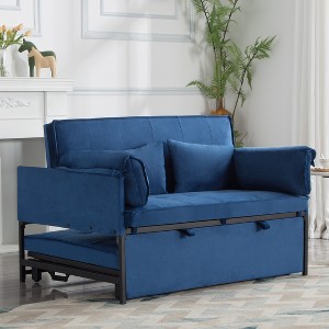 VYNXARIA 46inch Pull-out Sleeper Sofa bed, can be easily converted into a twin size bed,Blue - 1 of 4