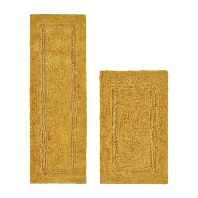 Lux Premium 100% Cotton Tufted Solid Reversible 2 PC Bath Rug Set – Ultra-Soft, Water-Absorbent, Durable, Machine Washable Bathroom Rug