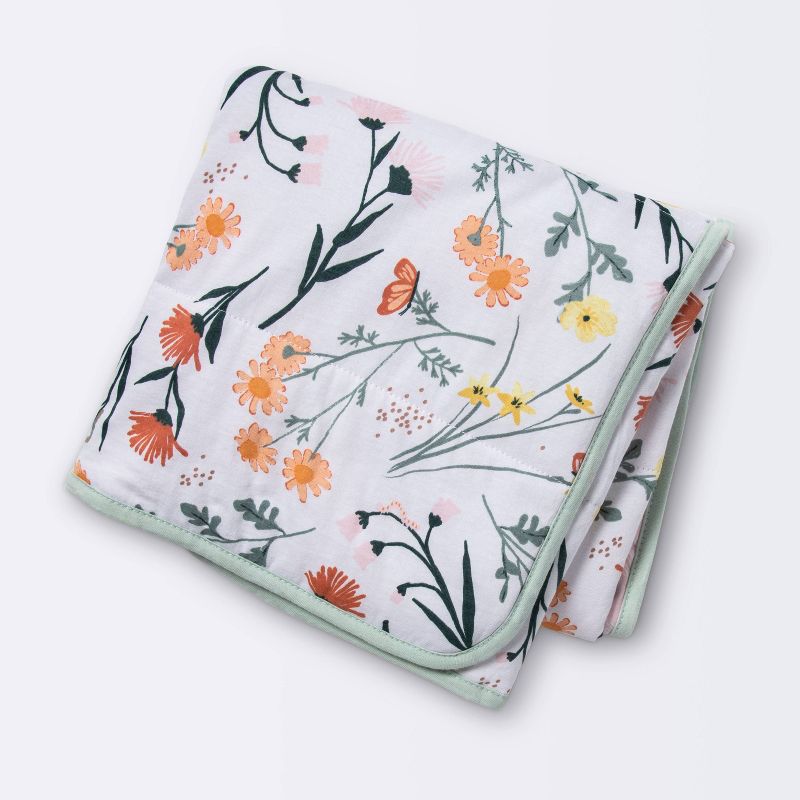 Jersey Knit Reversible Blanket - Cloud Island&#8482; Garden Floral, 1 of 8