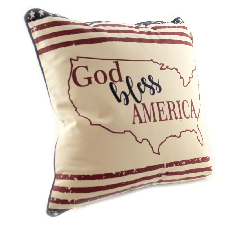 Home Decor 18.0 Inch God Bless America Pillow Patriotic Stars Stripes Usa Throw Pillows, 2 of 4