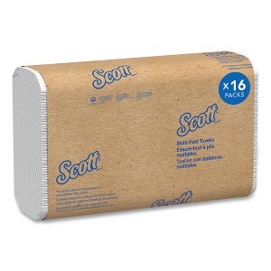 Scott Essential Multi-Fold Towels, Absorbency Pockets, 1-Ply, 9.2 x 9.4, White, 250 / Packs, 16 Packs / Carton - 1 of 4