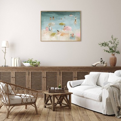 Large Multicolor Beachscape Canvas Wall Art with Float Frame