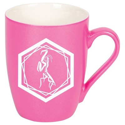 Elanze Designs 10 Ounce Ceramic Decorative Laser Engraved Geometric Design Giftable Novelty Tea Coffee Cup Mug Princess Pink Praying Mantis