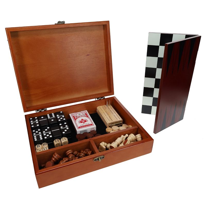 WE Games 7-in-1 Combination Game Set - Chess, Checkers, Backgammon, Cribbage, Dominoes Cards & Dice, 1 of 9