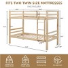 INFURNIC Beds Twin Over Twin Bunk Bed with High Guardrails Sturdy Wood Frame and Ladder for Kids Teens, Brown, 79.13"*43.31"*61.81" - 4 of 4