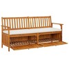 vidaXL Bench Brown, Cream White Solid Acacia wood, 100% polyester fabric - 3 of 4