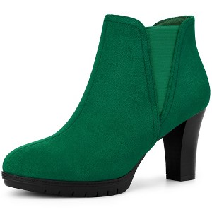 BLISSFUL STEP Round Toe Block Heels Chelsea Ankle Boots for Women - 1 of 3