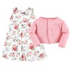 Hudson Baby Infant Girl Cotton Dress and Cardigan Set, Vintage Floral - image 3 of 4