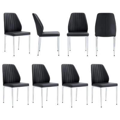 FONTOI 8PCS Dining Chairs with Extended Backrest&Metal Legs for Family, Restaurants, Hotels, Coffee Shops, Black, 25"*38"*17.7"