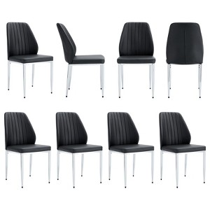 FONTOI 8PCS Dining Chairs with Extended Backrest&Metal Legs for Family, Restaurants, Hotels, Coffee Shops, Black, 25"*38"*17.7" - 1 of 4